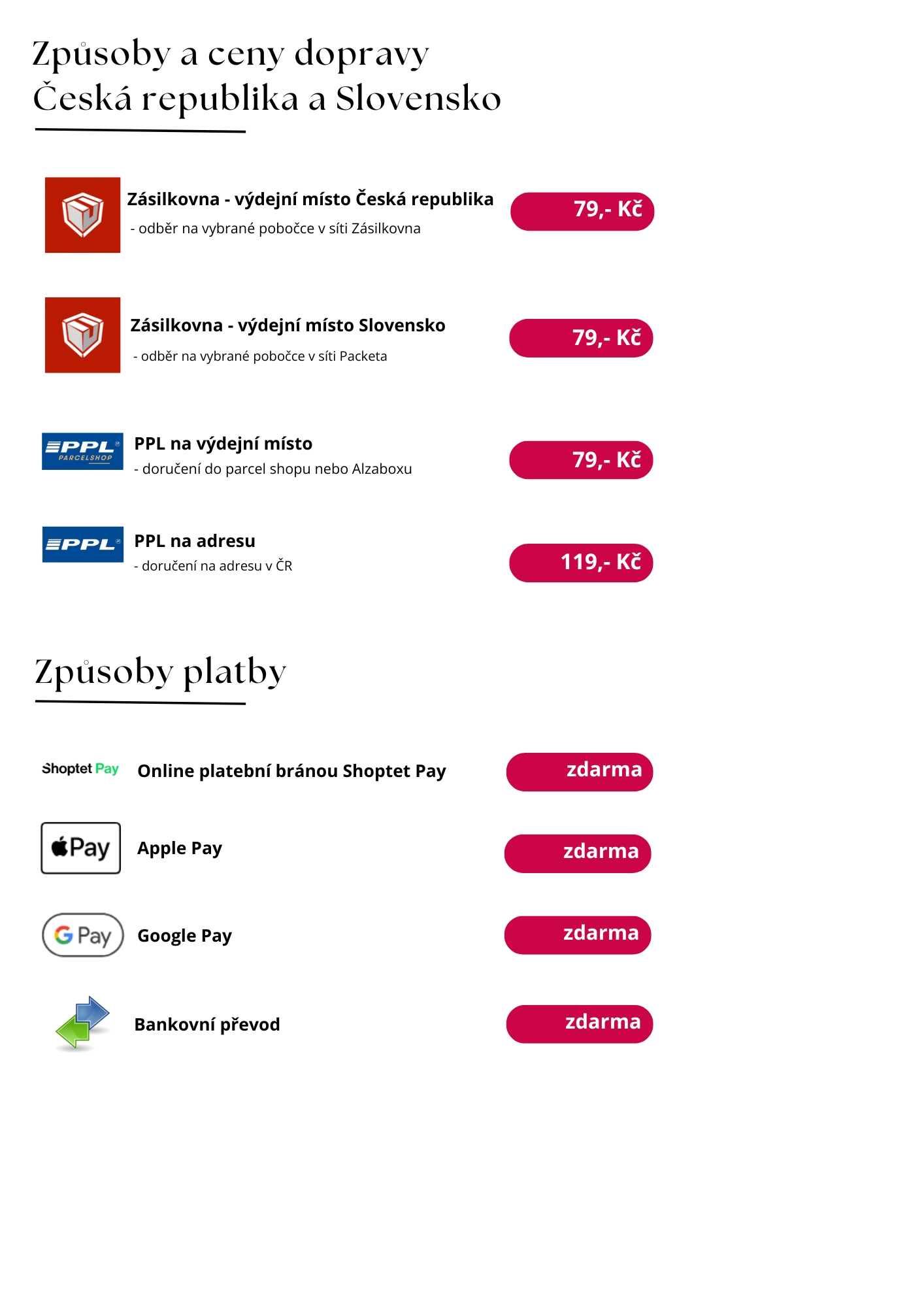 Ceník dopravy a způsob platby Šťastný svět - f (1)